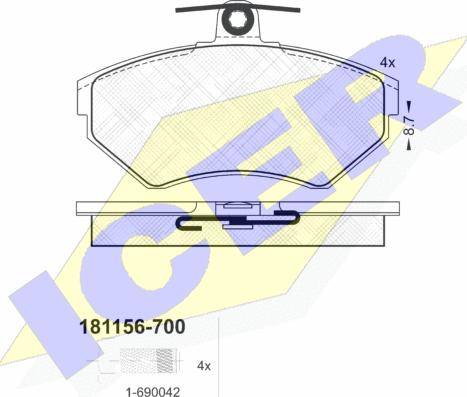 Icer 181156-700 - Bremžu uzliku kompl., Disku bremzes ps1.lv