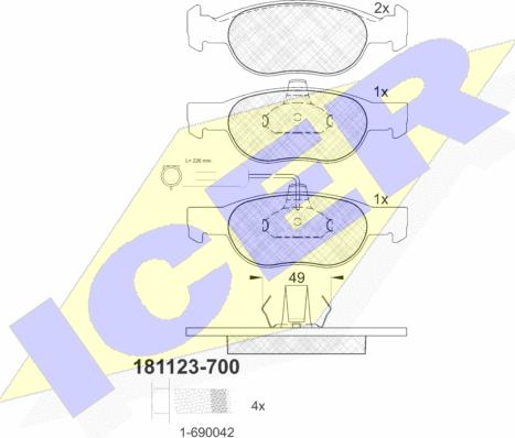 Icer 181123-700 - Bremžu uzliku kompl., Disku bremzes ps1.lv