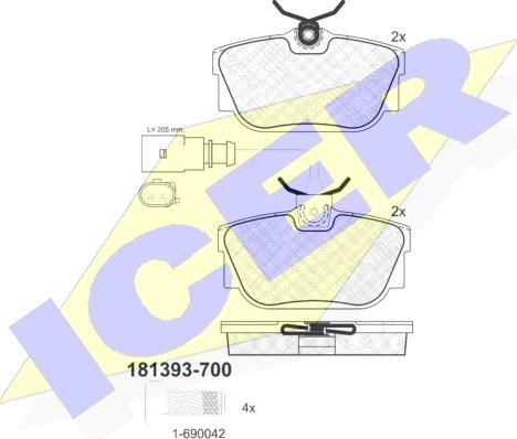 Icer 181393-700 - Bremžu uzliku kompl., Disku bremzes ps1.lv