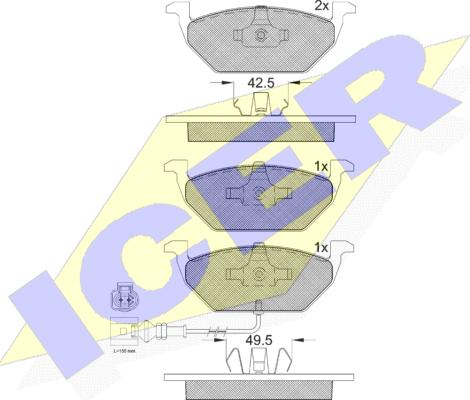 Icer 181349396 - Bremžu uzliku kompl., Disku bremzes ps1.lv