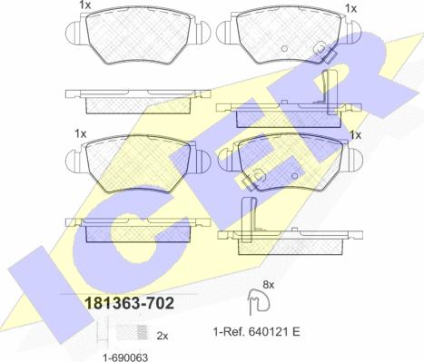 Icer 181363-702 - Bremžu uzliku kompl., Disku bremzes ps1.lv