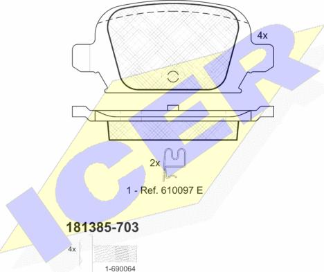 Icer 181385-703 - Bremžu uzliku kompl., Disku bremzes ps1.lv