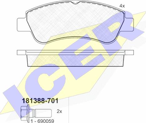 Icer 181388-701 - Bremžu uzliku kompl., Disku bremzes ps1.lv