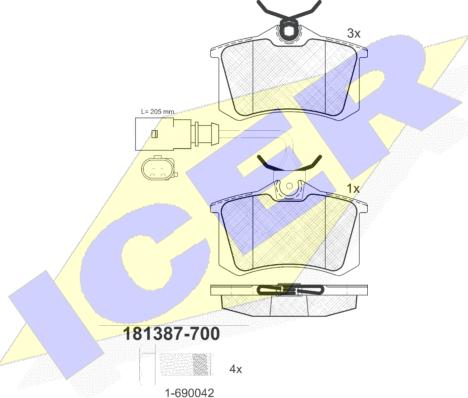 Icer 181387-700 - Bremžu uzliku kompl., Disku bremzes ps1.lv