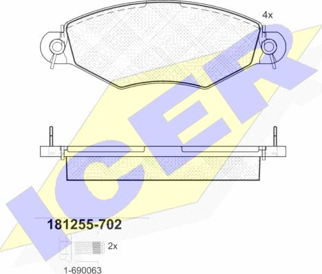 Icer 181255-702 - Bremžu uzliku kompl., Disku bremzes ps1.lv