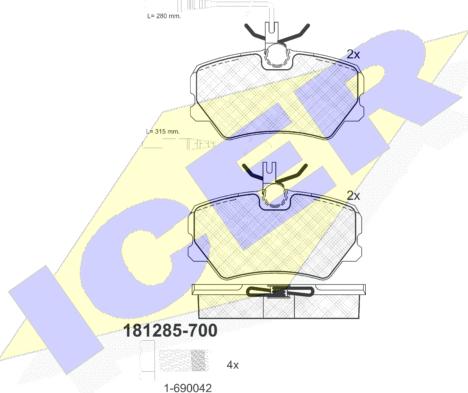 Icer 181285-700 - Bremžu uzliku kompl., Disku bremzes ps1.lv