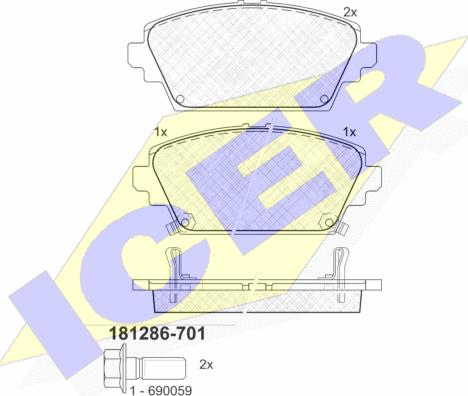 Icer 181286-701 - Bremžu uzliku kompl., Disku bremzes ps1.lv