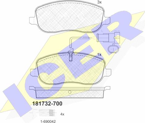 Icer 181732-700 - Bremžu uzliku kompl., Disku bremzes ps1.lv