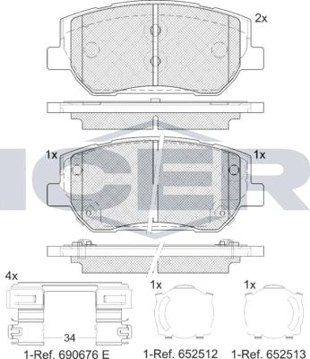 Icer 182441 - Bremžu uzliku kompl., Disku bremzes ps1.lv