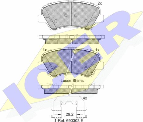 Icer 182029 - Bremžu uzliku kompl., Disku bremzes ps1.lv