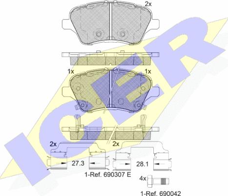 Icer 182108-203 - Bremžu uzliku kompl., Disku bremzes ps1.lv