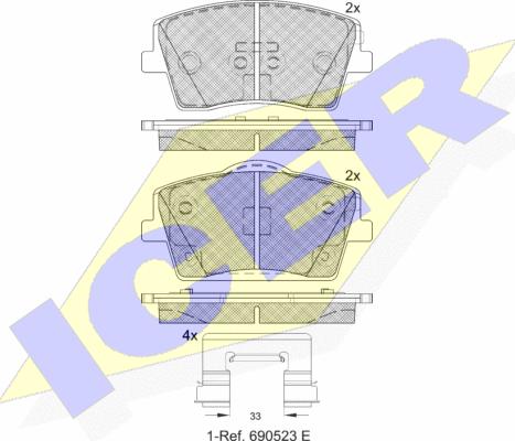 Icer 182354 - Bremžu uzliku kompl., Disku bremzes ps1.lv