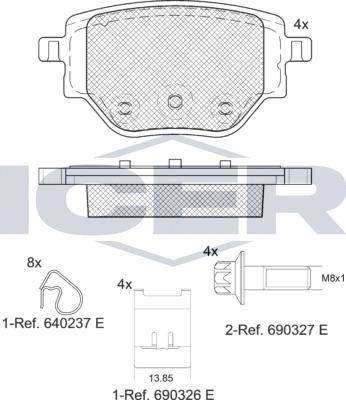 Icer 182384 - Bremžu uzliku kompl., Disku bremzes ps1.lv