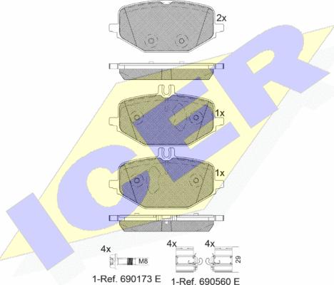 Icer 182371-203 - Bremžu uzliku kompl., Disku bremzes ps1.lv