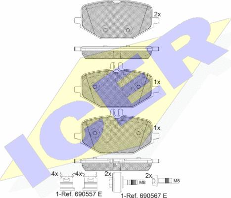 Icer 182371 - Bremžu uzliku kompl., Disku bremzes ps1.lv