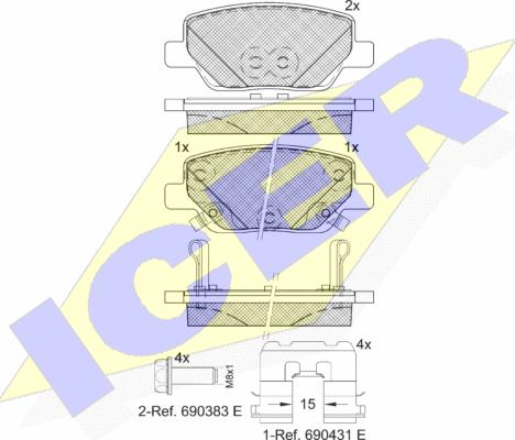 Icer 182269 - Bremžu uzliku kompl., Disku bremzes ps1.lv