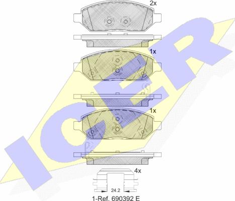 Icer 182264 - Bremžu uzliku kompl., Disku bremzes ps1.lv