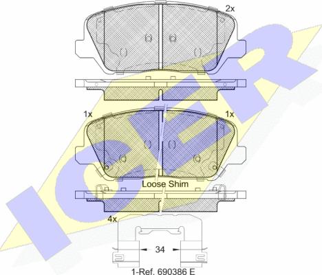 Icer 182239 - Bremžu uzliku kompl., Disku bremzes ps1.lv