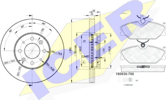 Icer 30930-2232 - Bremžu komplekts, Disku bremzes ps1.lv