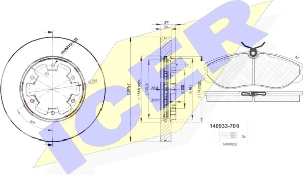 Icer 30933-3101 - Bremžu komplekts, Disku bremzes ps1.lv