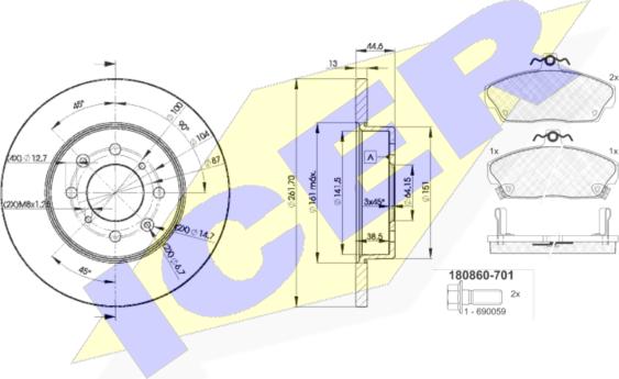Icer 30860-0841 - Bremžu komplekts, Disku bremzes ps1.lv