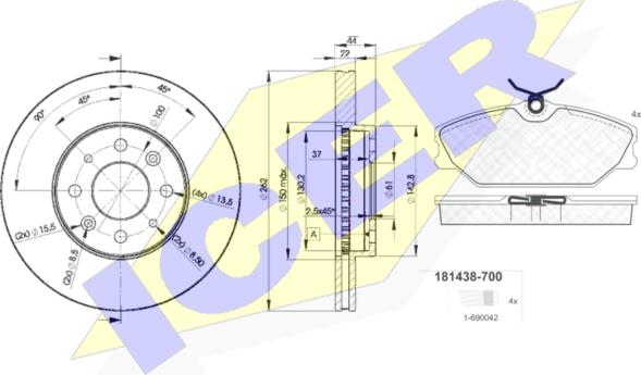 Icer 31438-2232 - Bremžu komplekts, Disku bremzes ps1.lv