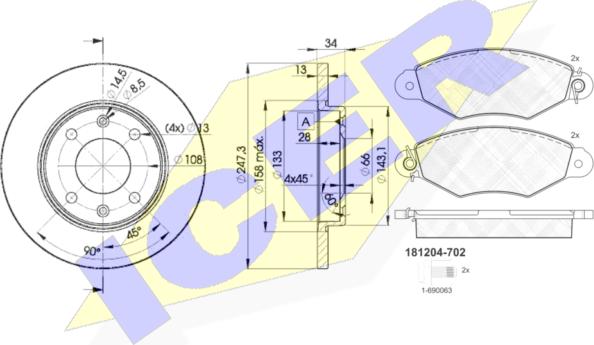 Icer 31204-4298 - Bremžu komplekts, Disku bremzes ps1.lv