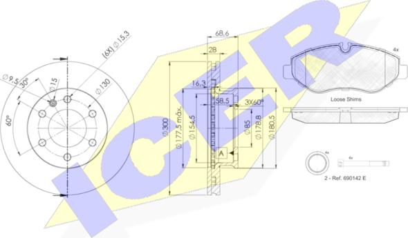 Icer 31786-0190 - Bremžu komplekts, Disku bremzes ps1.lv