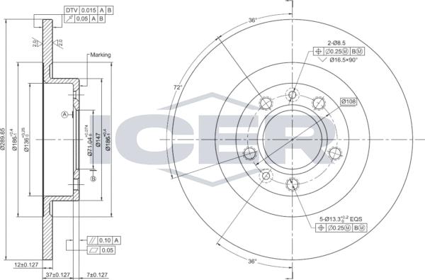 Icer 78BD0040-2 - Bremžu diski ps1.lv