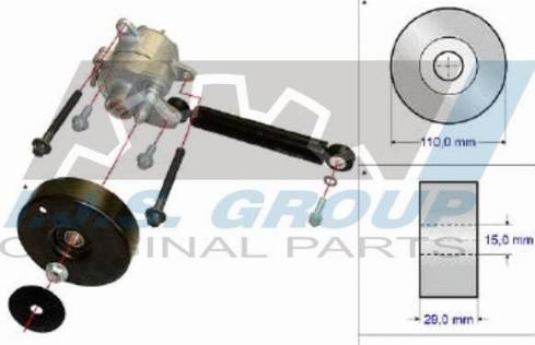 IJS GROUP 93-2267 - Remkomplekts, Spriegotājlīste-Ķīļrievu siksna ps1.lv