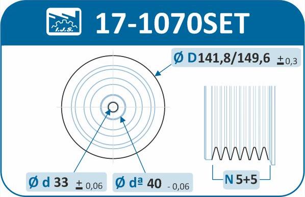 IJS GROUP 17-1070SET - Piedziņas skriemelis, Kloķvārpsta ps1.lv