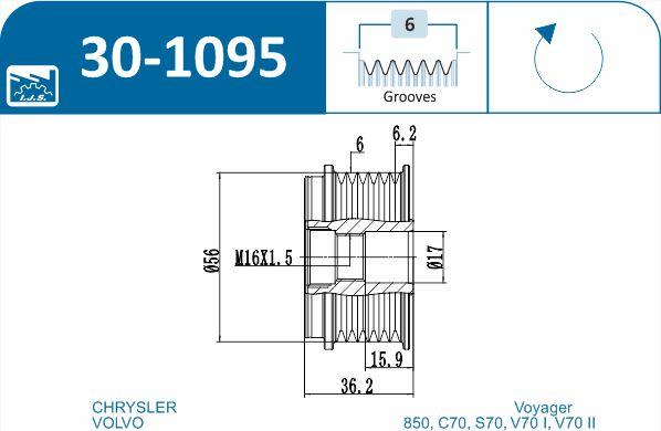 IJS GROUP 30-1095 - Piedziņas skriemelis, Ģenerators ps1.lv