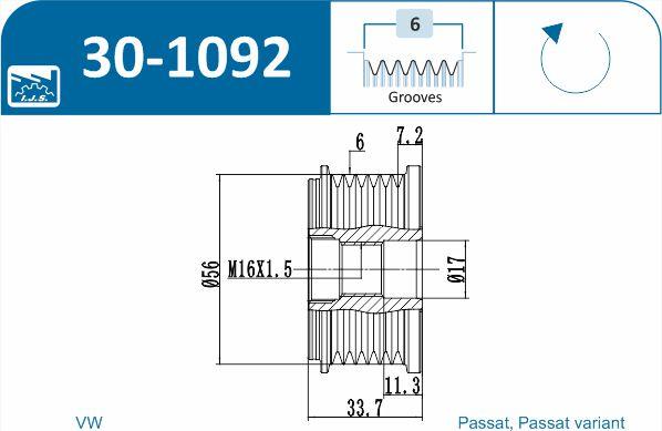 IJS GROUP 30-1092 - Piedziņas skriemelis, Ģenerators ps1.lv