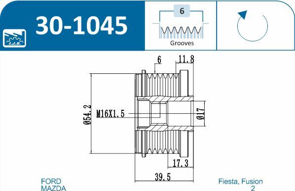 IJS GROUP 30-1045 - Piedziņas skriemelis, Ģenerators ps1.lv