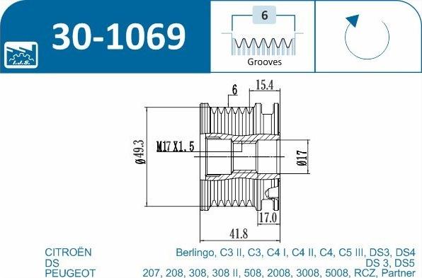 IJS GROUP 30-1069 - Piedziņas skriemelis, Ģenerators ps1.lv