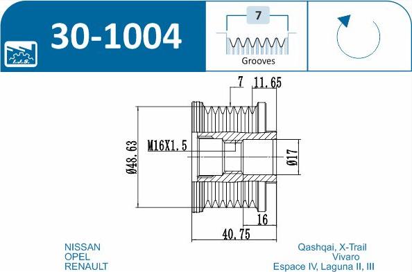 IJS GROUP 30-1004 - Piedziņas skriemelis, Ģenerators ps1.lv