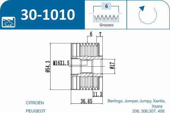 IJS GROUP 30-1010 - Piedziņas skriemelis, Ģenerators ps1.lv