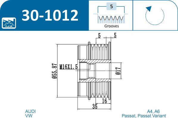 IJS GROUP 30-1012 - Piedziņas skriemelis, Ģenerators ps1.lv