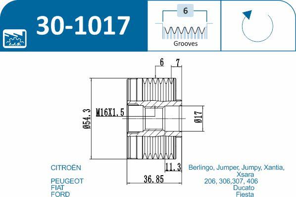 IJS GROUP 30-1017 - Piedziņas skriemelis, Ģenerators ps1.lv