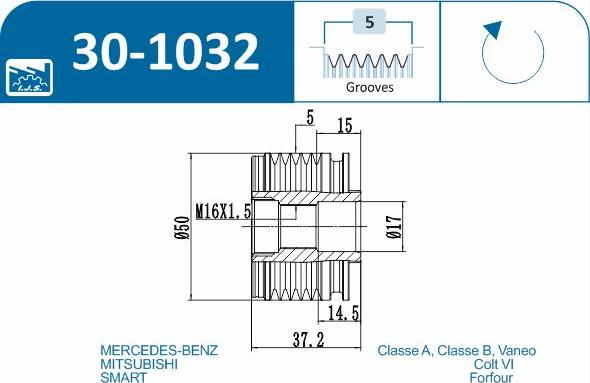 IJS GROUP 30-1032 - Piedziņas skriemelis, Ģenerators ps1.lv