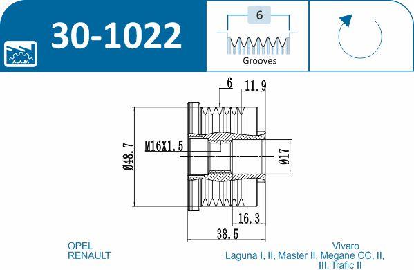 IJS GROUP 30-1022 - Piedziņas skriemelis, Ģenerators ps1.lv