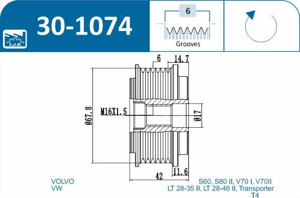 IJS GROUP 30-1074 - Piedziņas skriemelis, Ģenerators ps1.lv