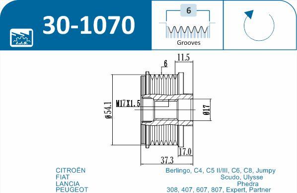 IJS GROUP 30-1070 - Piedziņas skriemelis, Ģenerators ps1.lv