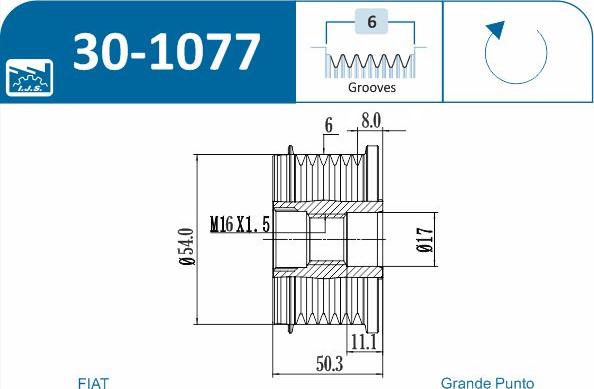 IJS GROUP 30-1077 - Piedziņas skriemelis, Ģenerators ps1.lv