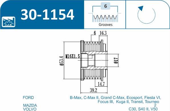 IJS GROUP 30-1154 - Piedziņas skriemelis, Ģenerators ps1.lv