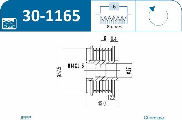 IJS GROUP 30-1165 - Piedziņas skriemelis, Ģenerators ps1.lv