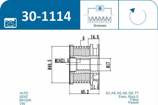 IJS GROUP 30-1114 - Piedziņas skriemelis, Ģenerators ps1.lv