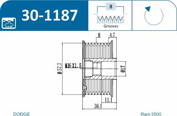 IJS GROUP 30-1187 - Piedziņas skriemelis, Ģenerators ps1.lv