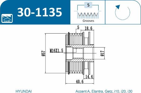 IJS GROUP 30-1135 - Piedziņas skriemelis, Ģenerators ps1.lv