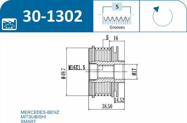 IJS GROUP 30-1302 - Piedziņas skriemelis, Ģenerators ps1.lv